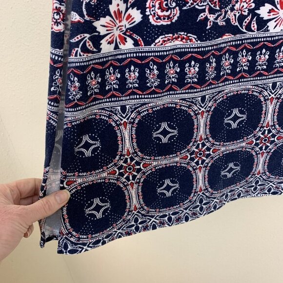 Talbots Womens XS Skirt Pull On Knit Maxi Floral Paisley Navy Boho Cottagecore - Picture 6 of 12